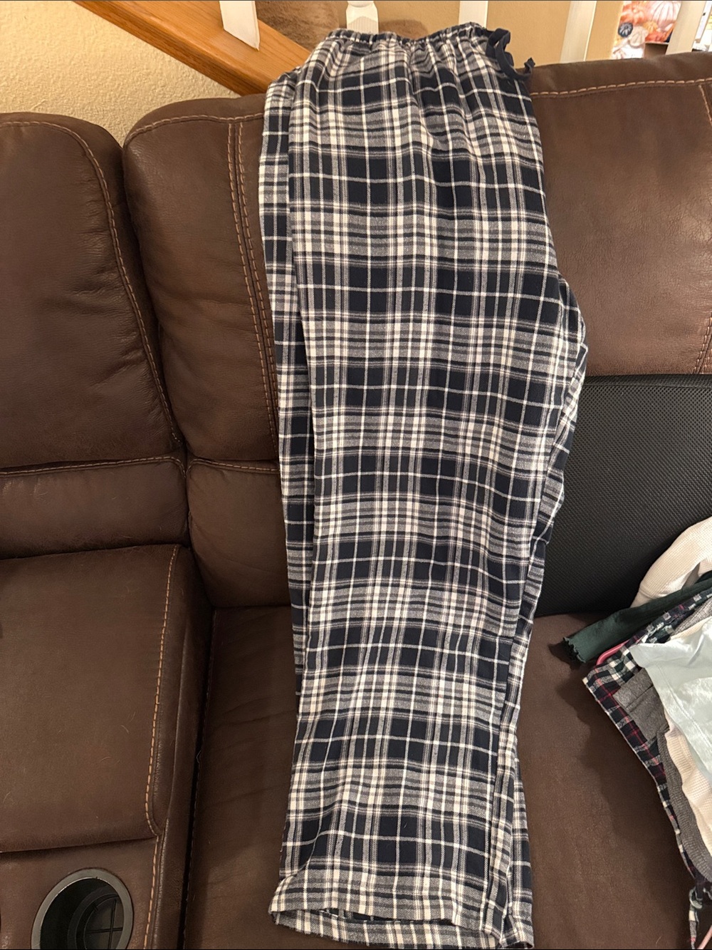 croft & barrow Navy and White Plaid Flannel Lounge Pants